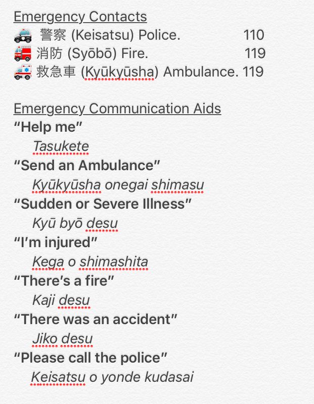 Emergency Japanese: Some necessary Words/Phrases That You'll Hopefully Never Need photo