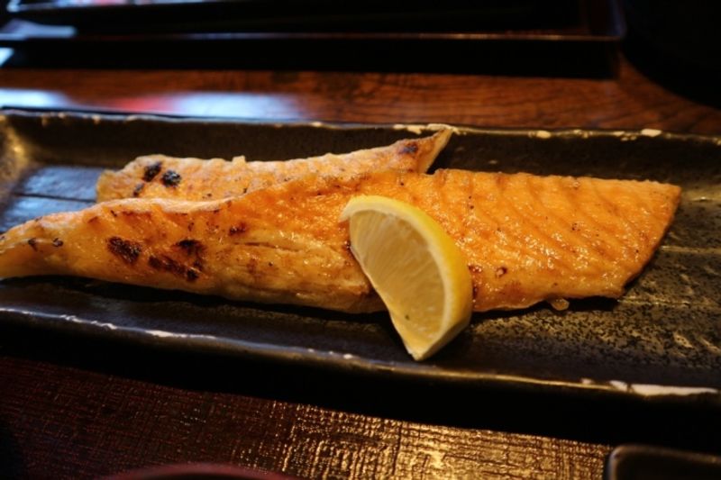 Old skool grilled salmon set and an old skool Japanese dining experience photo