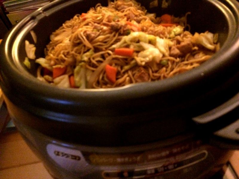 Yakisoba, On the Hot Plate, In Front of the TV .. Perfect! photo