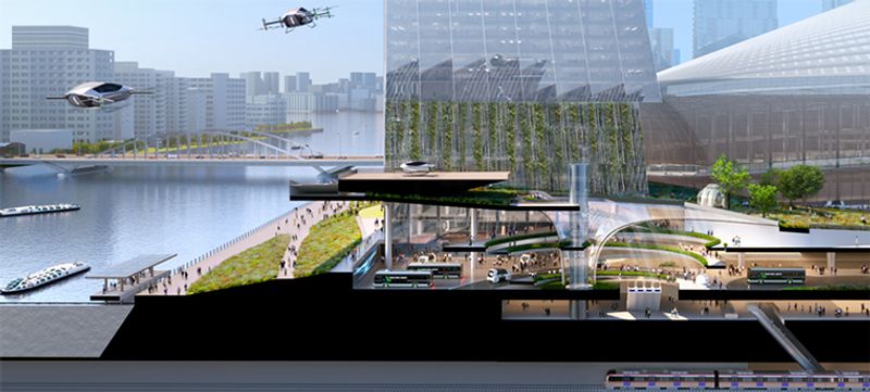 Former Tsukiji market site facelift to feature stadium, ports for flying cars photo