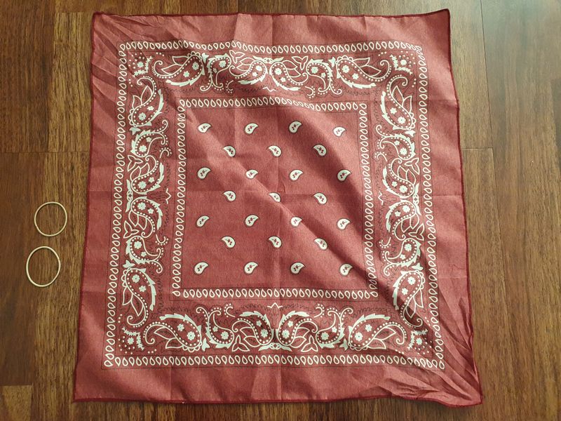 How to make a no-sew mask with a handkerchief, tenegui, or other piece of cloth photo