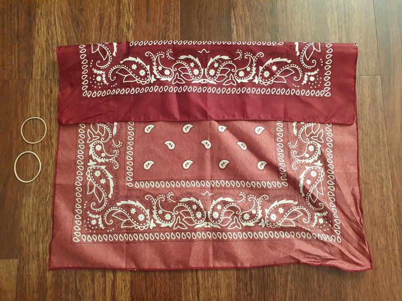 How to make a no-sew mask with a handkerchief, tenegui, or other piece of cloth photo