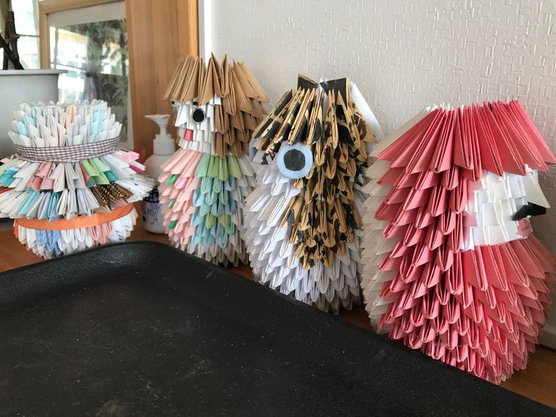 Interesting paper crafts on display  photo