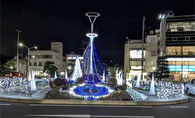 Holiday Lights at Honshiogama Station  photo