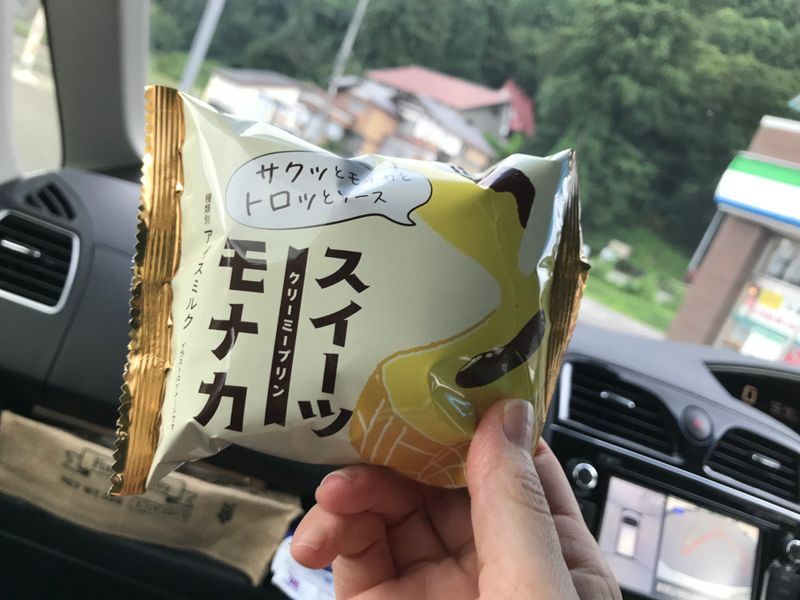 Weekend road trip snack: creamy pudding monaka photo