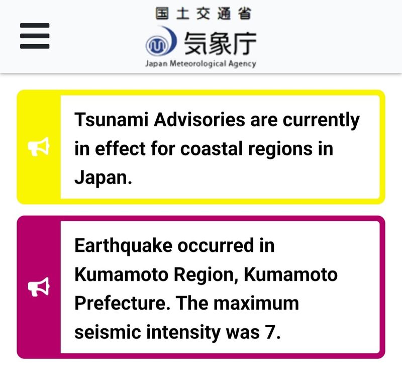 Quake and tsunami warnings in Kumamoto photo